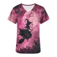 thumbnail image 3 of Funicet Hauts pour Femmes,Shorts pour Femmes,Haut de Travail à Col en V pour Femmes Imprimé d'Halloween à Manches Courtes avec Poche,Hauts d'Halloween pour Femmes,Hauts d'Halloween pour Femmes, 3 of 5