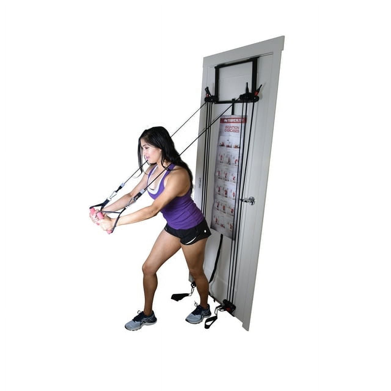 Tower 200 Door Gym Full Body Exercise Fitness System with Straight Resistance Bar, DVD, Chart - Total Home Gym Strength Training