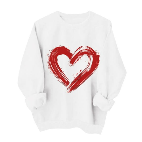 hotojiny Valentine's Day Sweatshirts for Women Casual Long Sleeve Crewneck Loose Pullover Fashion Spring Tops