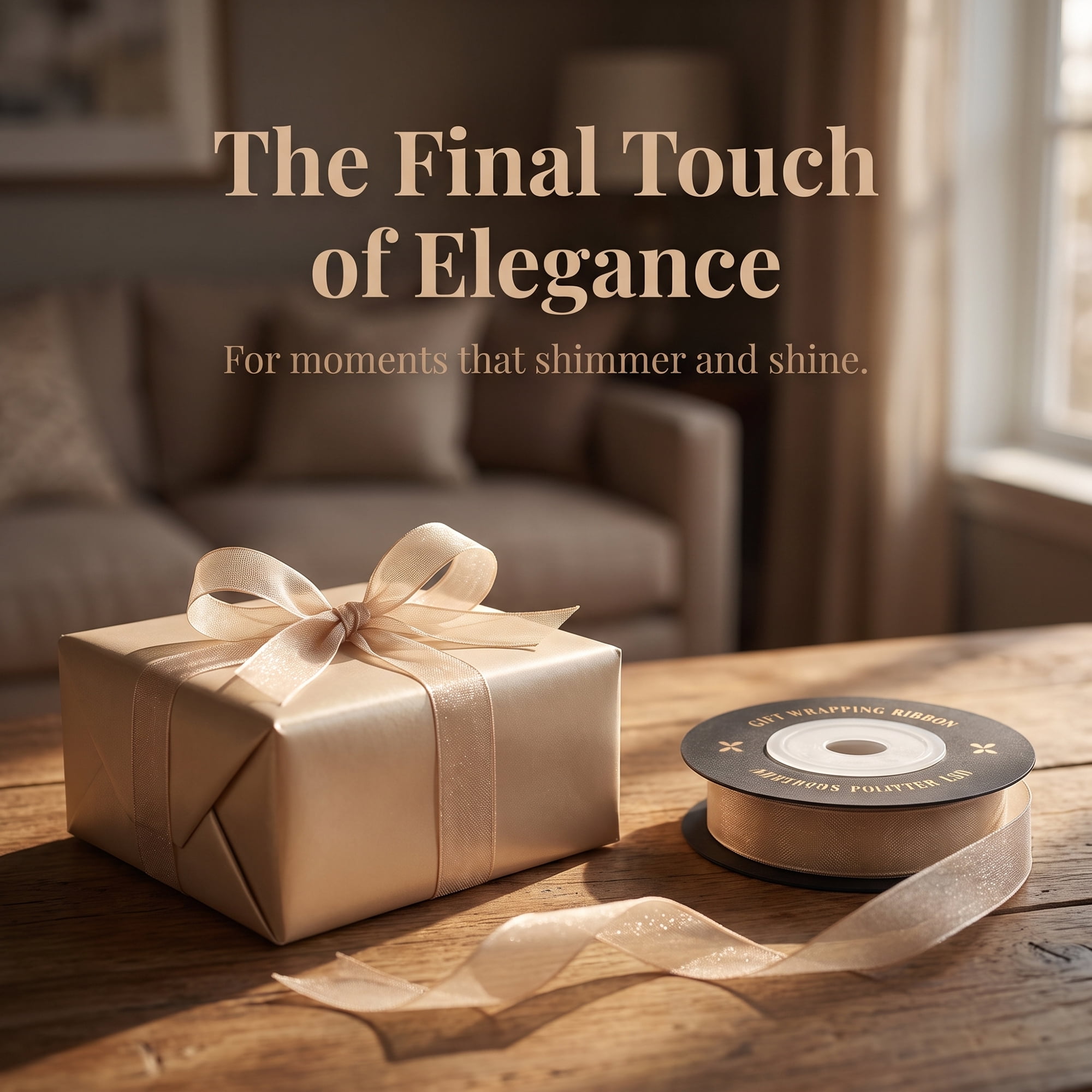 Unique Bargains Elegant Satin Ribbon for Gift Wrapping Champagne 5.5 Yard