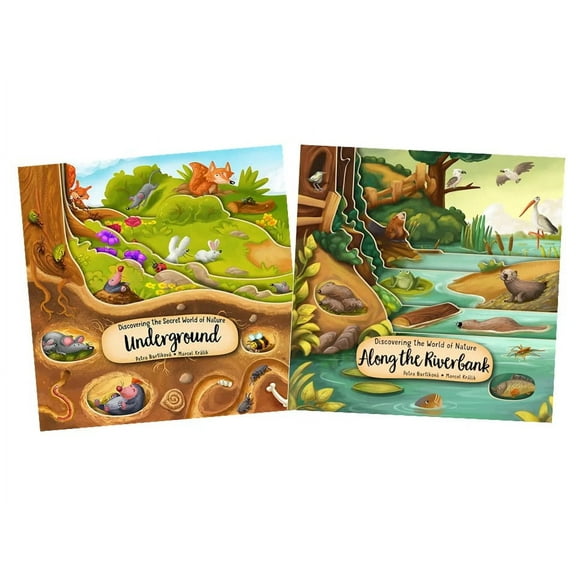 Children's Board Book Bundle - 2 Books; Discovering the Secret World of Nature Underground & Discovering the World of Nature Along the Riverbank; Walmart Exclusive; Peek Inside Board Book Series