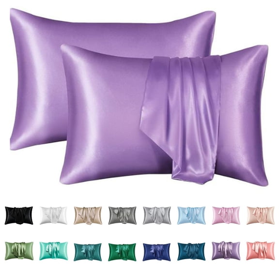 Djiypn Satin Pillowcase For Hair And Skin, Pillowcases Standard Size Set Of 2, Luxury And Soft Satin Pillowcovers 2 Pack (20x30 Inches)
