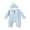 Sky Blue, variant on Newborn Baby Girls Boys Autumn Romper 3M 6M Long Sleeve Crew Neck Solid Color one-piece Ribbed Button Jumpsuit with Hat Infant Clothes