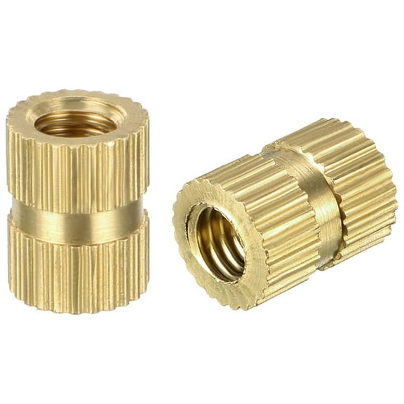 M4 x 8mm(L) x 6.4mm(OD) Brass Knurled Threaded Insert Embedment Nuts 50 Pcs