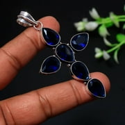 Iolite Pear Shape Gemstone Ethnic Engagement Gift For Wife Pendant Jewelry 3.20"