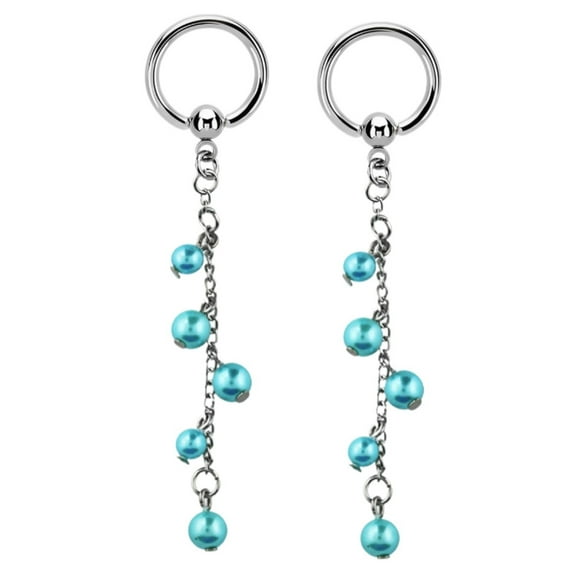 Nipple rings Stainless Steel Captive Bead chain with faux pearls