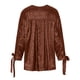 thumbnail image 5 of Blusa Manga Larga Correa Puño Cuello Redondo Sedoso Botón Abajo Casual Moda Cardigan Tops para Mujer Marrón XL, 5 of 8