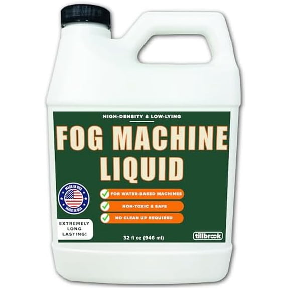 Fog Machine Liquid - 32 ozFog Machine Fluid - High Density & Long-Lasting Fog Juice - Low-Lying, Universal, Water-Based Solution for Spooky Halloween Parties, Haunted Houses, & Concerts