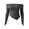 thumbnail image 5 of zaveiop off The Shoulder Tops for Women Fall Fashion 2025 Long Sleeve Shirts Going out Slim Fitted Blouses Y2K Clothes (Z1-Grey, XS), 5 of 6