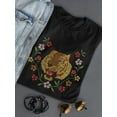 thumbnail image 3 of Lovely Golden Floral Tiger Head T-Shirt Women -Image by Shutterstock, Female x-Large, 3 of 4