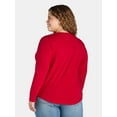 thumbnail image 3 of Terra & Sky Women’s Plus V Neck Tee with Long Sleeves, Available in 1 and 3-Packs, Sizes 0X-5X, 3 of 5