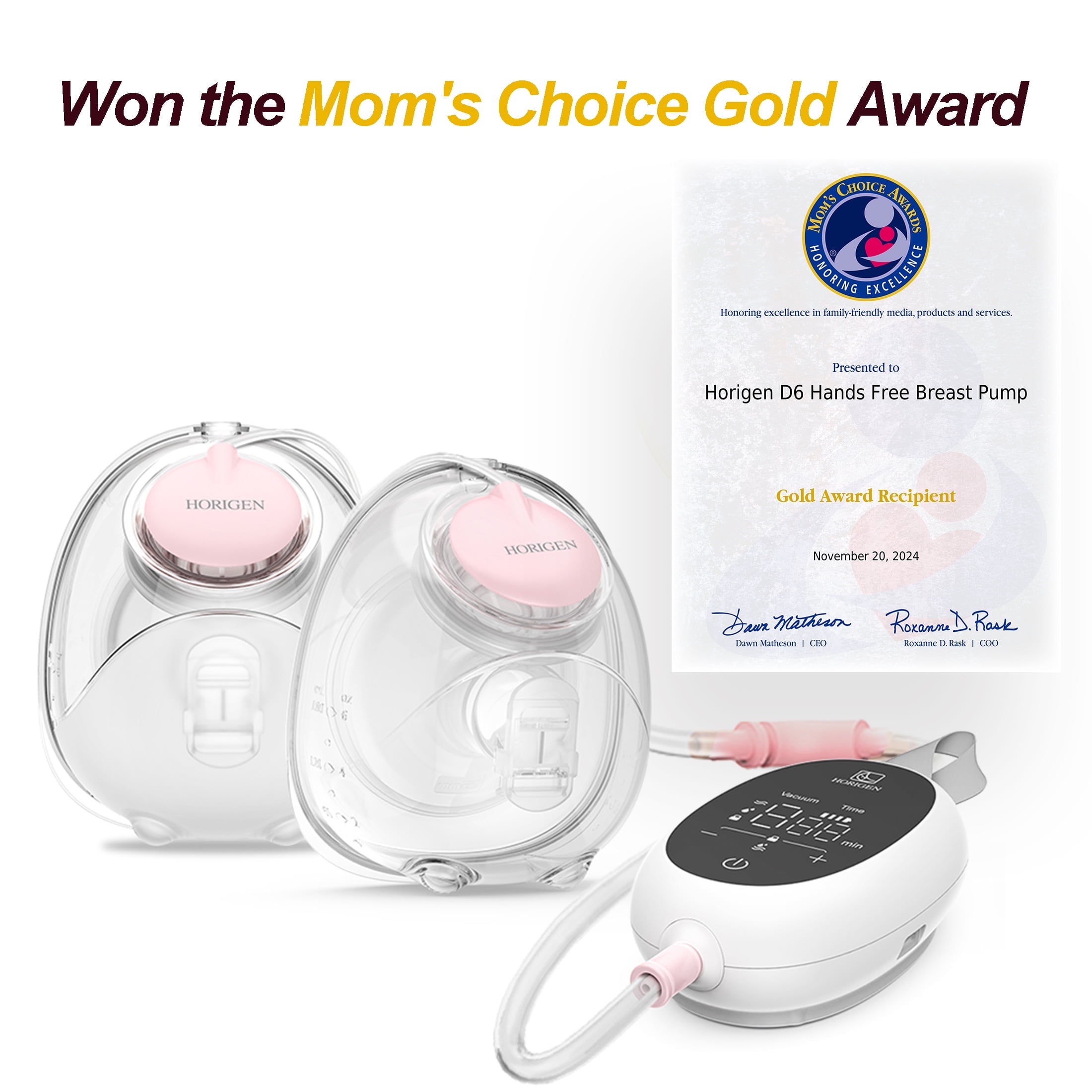 Horigen D6 Pink Electric Wearable Handheld Breast Pump Silent Strong Suction 180ml/6oz