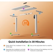 48 x 24 Inches Electric Standing Desk Adjustable Height, 3 Memory Height Settings, Sit Stand Up Desk for Home Office & Computer Workstation, White