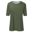 thumbnail image 4 of Womens Summer Tops Womens Tops Fashionable Casual Three Half Sleeve Soild Color Round Neck Top blouses for women dressy casual Green Polyester M, 4 of 7