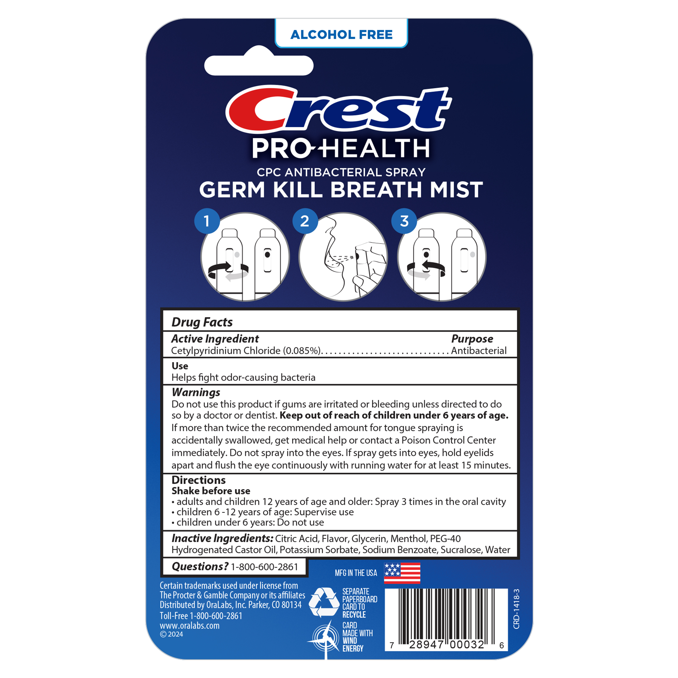 Crest Pro-Health Breath Mist, 2 pack