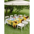 thumbnail image 4 of Outdoor Tablecloth with Umbrella Hole for Patio/Picnic/Party/Camping, Summer Sunflowers Waterproof Table Cloth Rectangle Table Cover Washable, Botanical Floral Butterfly Wooden Grain (54"x 80"), 4 of 8