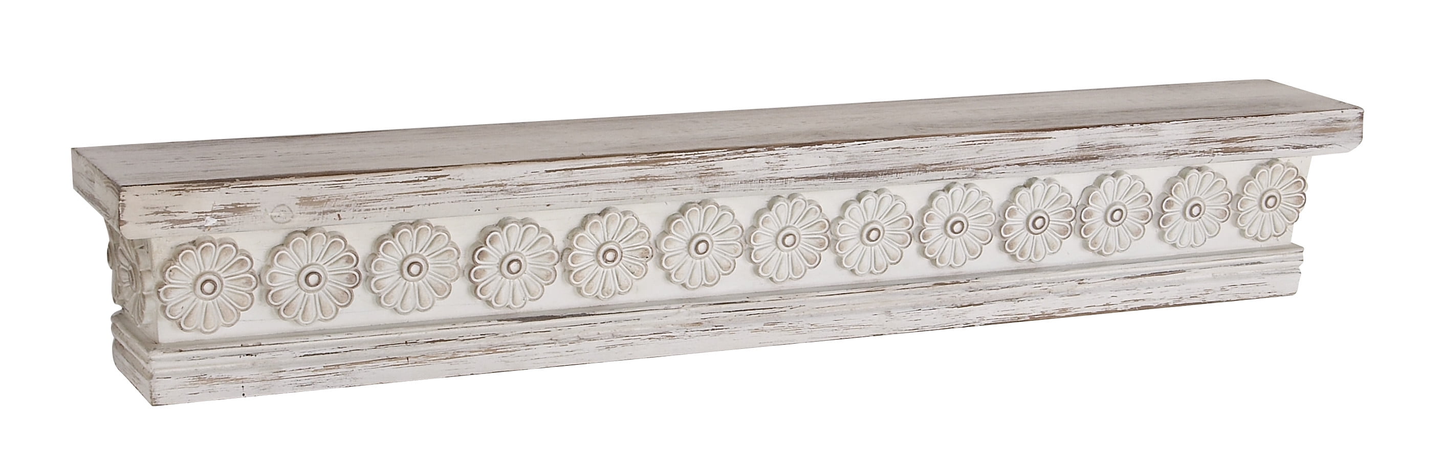 DecMode Indoor White Wood Vintage Wall Shelf