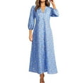 thumbnail image 3 of Women V Neck Floral Printed Button Maxi Dress, 3 of 7