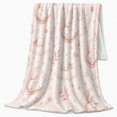 thumbnail image 2 of Sleeping Rabbits On Crescent Moons And Clouds, Soft Flannel Blanket with Dreamy Watercolor Illustration Print, Housewarming Gift and Home Decor for Bedroom and Living Room, 2 of 7