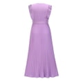 thumbnail image 6 of Qmyliery Women Fashion Temperament Long Dress Solid Color Ruffle Sleeve Chiffon Dresses, 6 of 7
