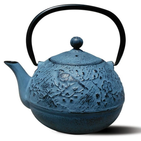24 Oz. Waterfall Blue Cast Iron “Suzume” (Best Cast Iron Teapot)