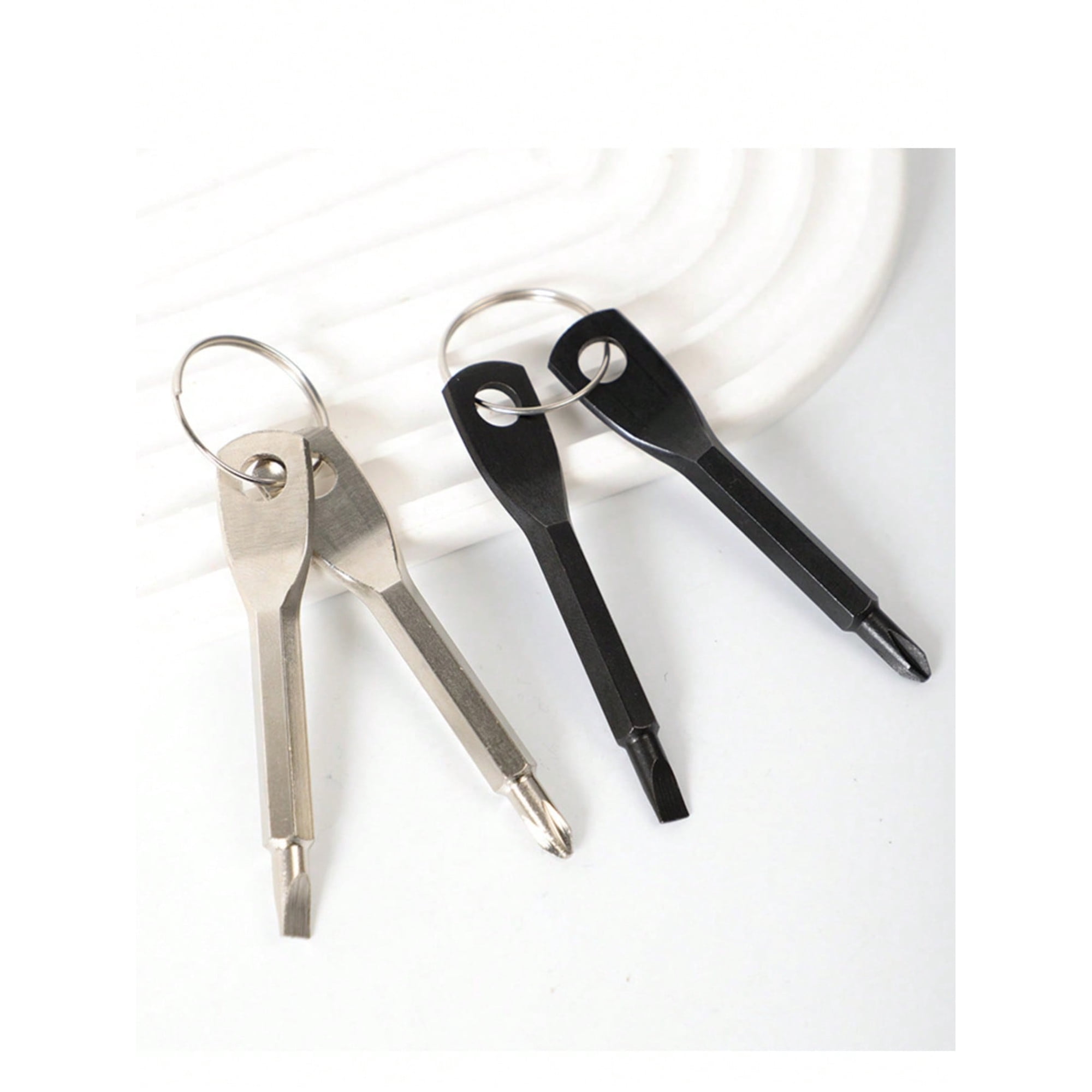 2-Piece Portable Screwdriver Keychain Set Phillips & Flathead Mini Repair Tool EDC Multi-Tool for Camping Car & Everyday Carry