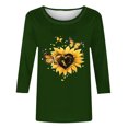 thumbnail image 5 of Viluyesy 3/4 Sleeves T-Shirt Women Round Neck Shirt Tops Fashionable Relaxed Loose Blouse Army Green Size M, 5 of 5