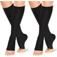 thumbnail image 1 of Calcetines de compresión con puntera abierta para mujer y hombre: 2 pares, de 15 a 20 mmHg, hasta la rodilla, sin puntera., 1 of 7
