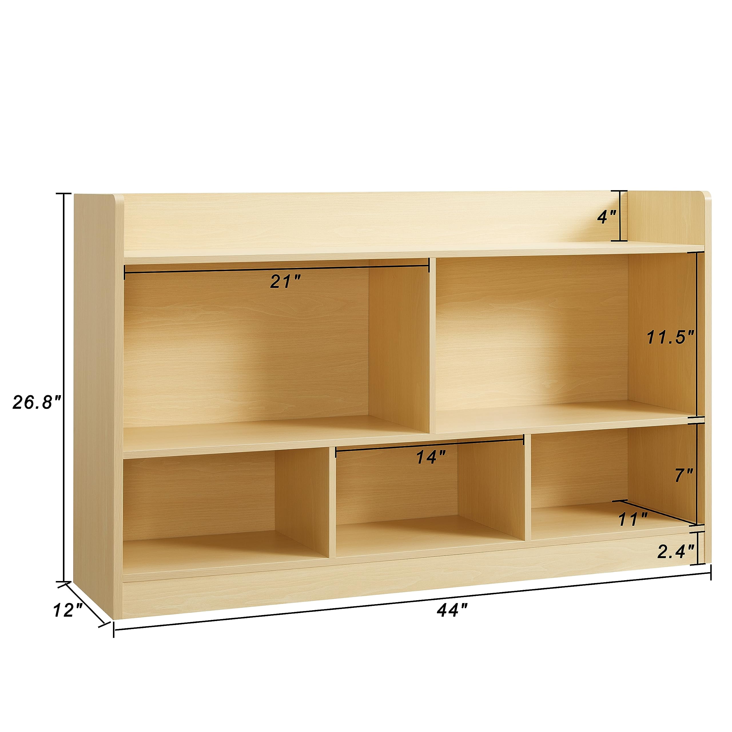 Kids Toy Storage Organizer, 5-Section Bookshelf for Organizing Books Toys, Wooden Storage Cabinet Daycare Furniture for School, Classroom Playroom, Nursery, Kindergarten