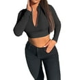 thumbnail image 3 of goowrom Women Solid Color Ribbed Knit Zipper Turtleneck Pullover, 3 of 10