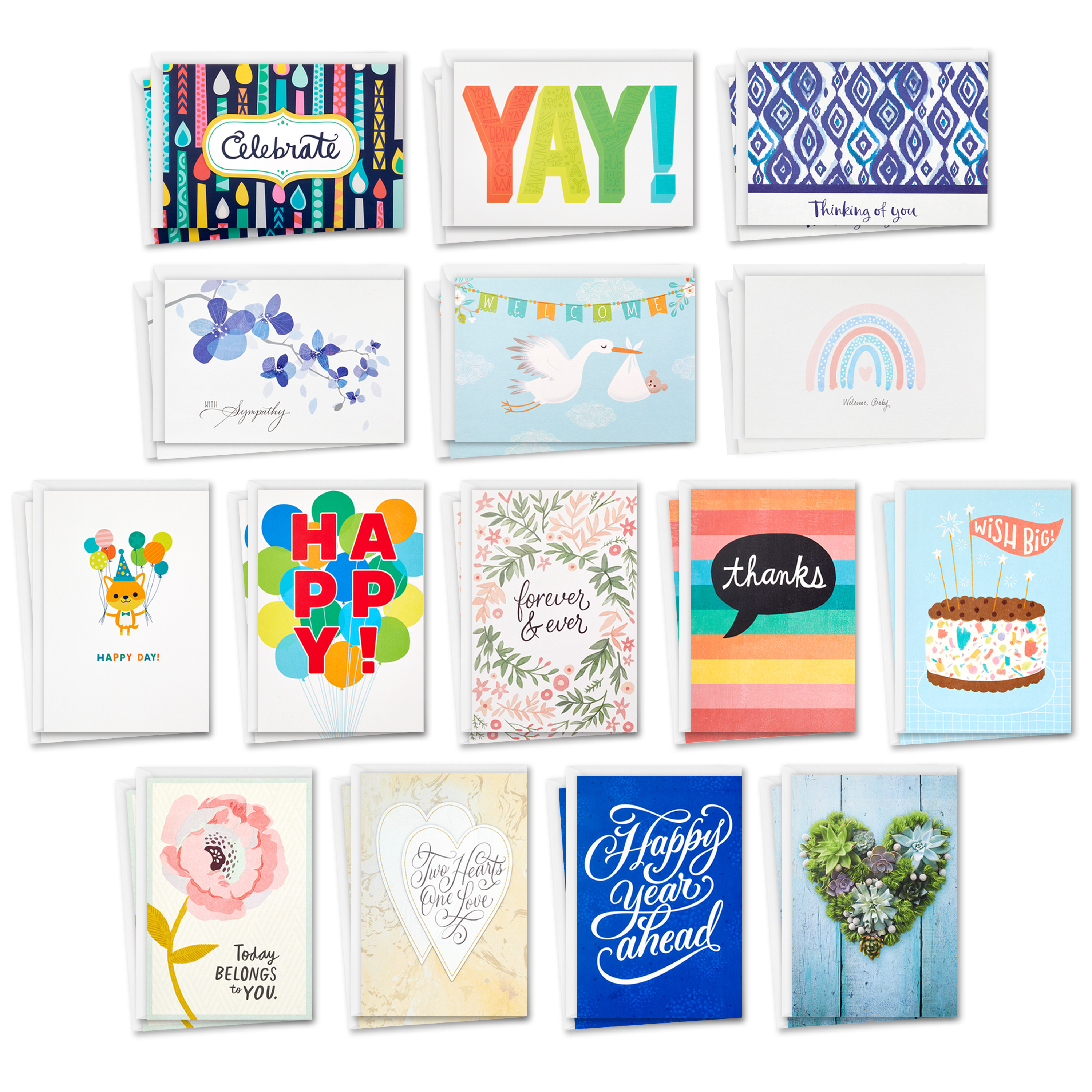 Hallmark All Occasion Greeting Cards Assortment—30 Cards and Envelopes with Card Organizer Box (Blue Leaves)—Birthday Cards, Baby Shower Cards, Sympathy Cards, Wedding Cards, Thank You Cards - image 2 of 5