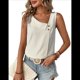 thumbnail image 1 of Blusa Informal Sin Mangas con Cuello en V Asimétrico y Estampado A Rayas para Mujer, Blusa de Verano Albaricoque XXL, 1 of 10