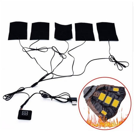 Electric Heating Pad,5V 2A 8.5W Electric USB Clothes Heated Pads Set for Low Temperature Outdoor Winter Camping