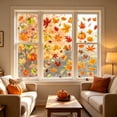 thumbnail image 4 of geerera 4pcs Fall Harvest Window Clings, Autumn Leaves & Pumpkin Wall Decals Set, Removable Vinyl Stickers for Glass, Mirror & Thanksgiving Home Decor, 4 of 6