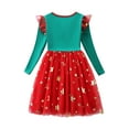 thumbnail image 5 of Gpaecead Toddler Little Girls Tutu Dresses Velvet Tulle Fall Winter Long Sleeve Ruffle Holiday Party Dress 3-8Y Green, 5 of 9