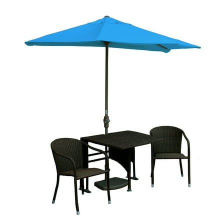 All Weather Wicker Patio Table Set with Umbrella - Outdoor Furniture Set