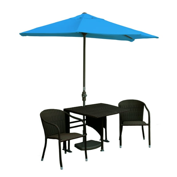All Weather Wicker Patio Table Set with Umbrella - Outdoor Furniture Set