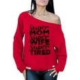 thumbnail image 1 of Awkward Styles Women's Super Mom Super Wife Super Tired Graphic Off Shoulder Tops Oversized Sweatshirt Black Faded Gift Idea, 1 of 4