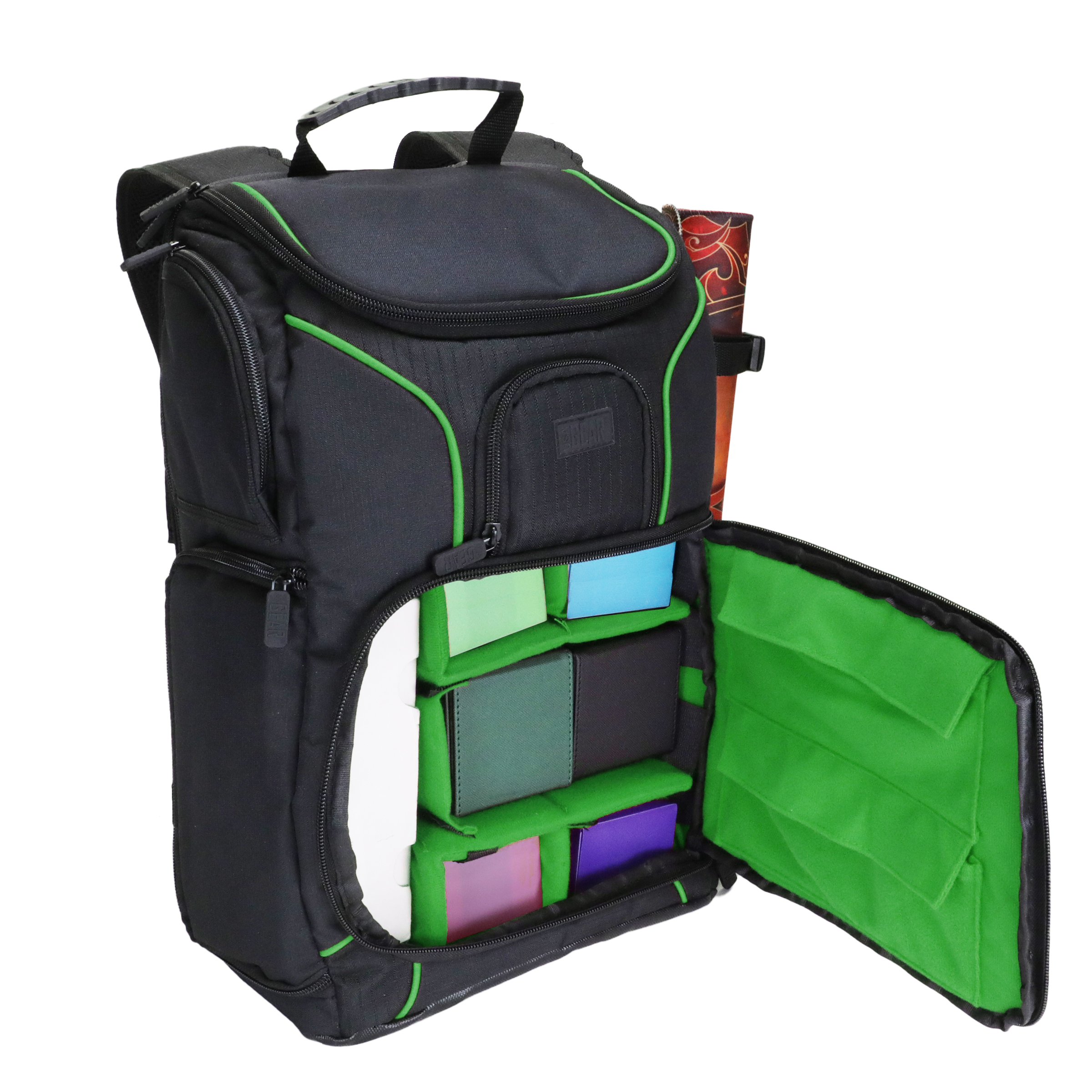 USA Gear MTG Backpack Compatible with Magic the Gathering, Playmat, Customizable Interior (Green)