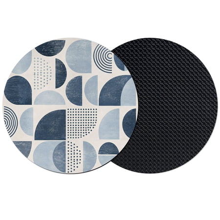Blue Ombre Geometric Coasters Set of 2 Absorbent Coasters for Drinks Middle Century Vintage Abstract Art Coaster for Desk Coffee Table Protection Home Decor House Warming Gifts 4