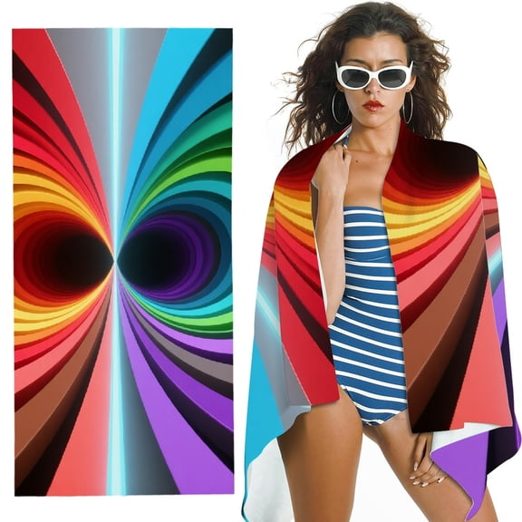 RKSupls Oversized Microfiber Beach Towel - Abstract New Funky Rainbow Colors Print,  for Bathroom, beach, Soft Super Absorbent- 30x60 in