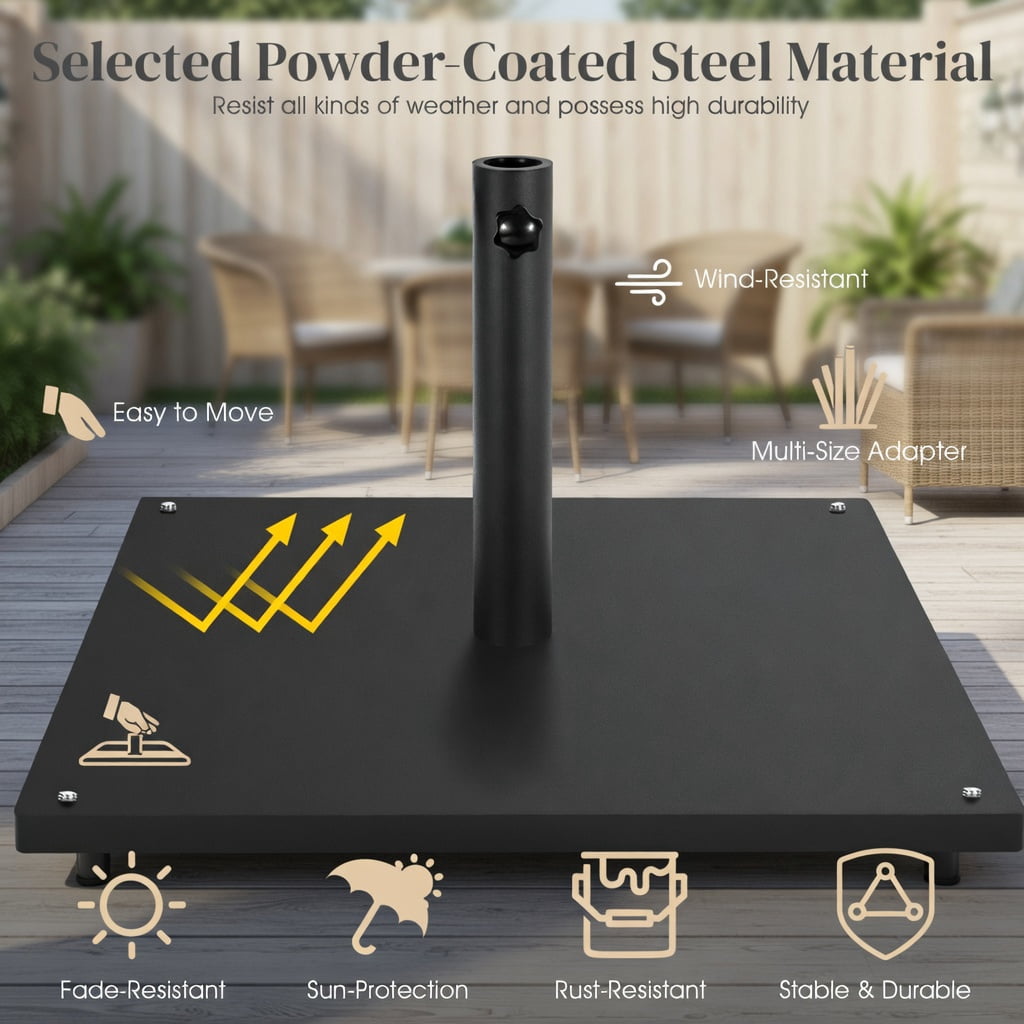 Resenkos Outdoor Umbrella Base, 20 Inches Patio Umbrella Base with 4 Adjustable Footpads, Black