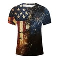 thumbnail image 4 of Blusas y camisas de manga corta y cuello redondo para hombre. Blusas de manga corta con cuello redondo y estampado del Día de la Independencia para hombre. Blusa para hombre., 4 of 5