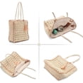 thumbnail image 6 of Women Straw Shoulder Bag Tote Summer Beach Woven Handmade Weaving Handbag - Beige, 6 of 6