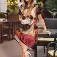 thumbnail image 3 of Easygdp Vintage Red Flower Chihuahua para Vestido Transpirable de Mujer, Vestido Suelto de Manga Corta con Pliegues y Bolsillos para el Verano, 3 of 6