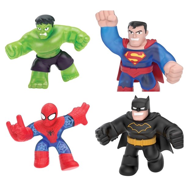 Dc Marvel Superhero Of Goo Jit Zu 4 Pk Bundle Batman Spiderman Hulk Superman Walmart Com Walmart Com