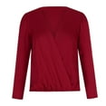 thumbnail image 4 of Puntoco Mujer Moda Sexy Cuello En V Manga Larga Suelta Cintura Elástica Camisa Top Puntoco Puntoco-6832, 4 of 9