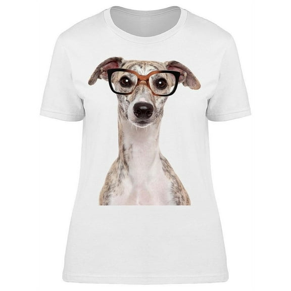 Whippet Dog Funny With Glasses T-Shirt Women -Image by Shutterstock, Female Medium