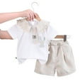 thumbnail image 1 of Ensemble d'Été 2 Pcs pour Enfants, Chemise à Manches Courtes avec Nœud et Shorts pour Filles de 0 à 6 Ans, 1 of 8