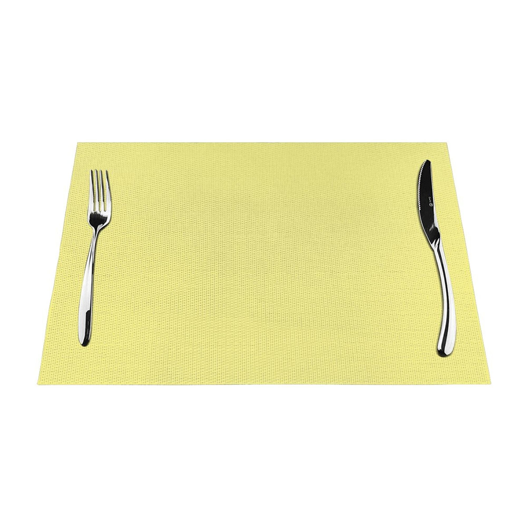 YFYANG Washable HeatResistant Placemats, 70 PVC/30 Polyester, Yellow Kitchen Table Mat, 12" x